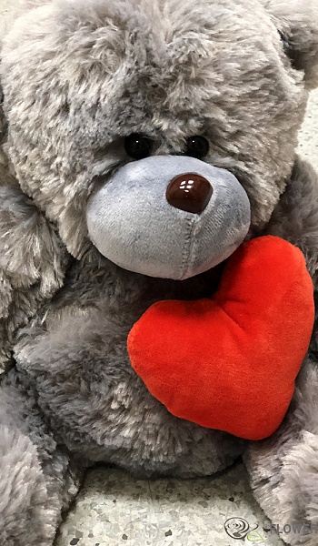 Медвеженок с сердцем (серый)